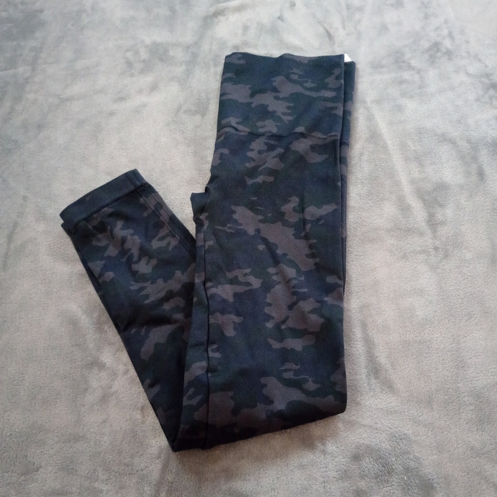 Spanx Leggings Womens XL Black Camo Look at Me Now Seamless High Waist Yoga